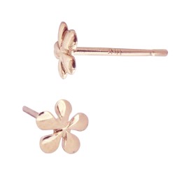 14K Gold Rose 4mm Daisy Flower Stud Earring