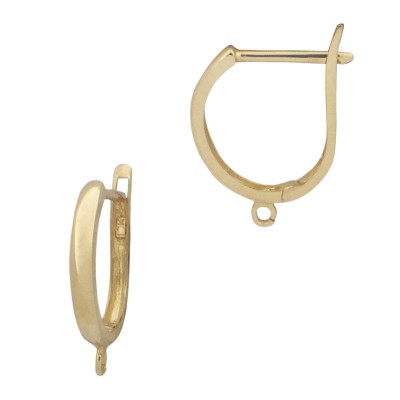 14K Gold Yellow 10x14mm U-Leverback Earring with Open Jump Ring