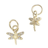 7mm 14K Yellow Gold Dragonfly Cubic Zirconia Charm