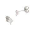 3.2mm 14K Gold White Diamond Earring Pair with Jump Ring