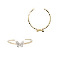 Yellow 14K Gold Butterfly Diamond Knuckle Ring