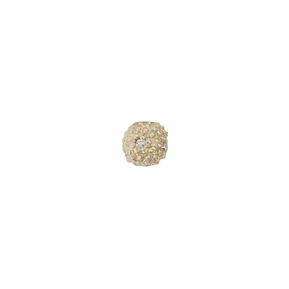14K Gold 3mm Yellow Round Pave Diamond Ball Spacer Bead
