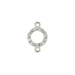7mm White Diamonds on Front Only 14K Gold Pave Diamond 2 Ring Circle Loop Connector, Double Sided Diamonds