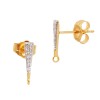 2x11mm 14K Gold Yellow Diamond Triangle Earring Pair with Ring