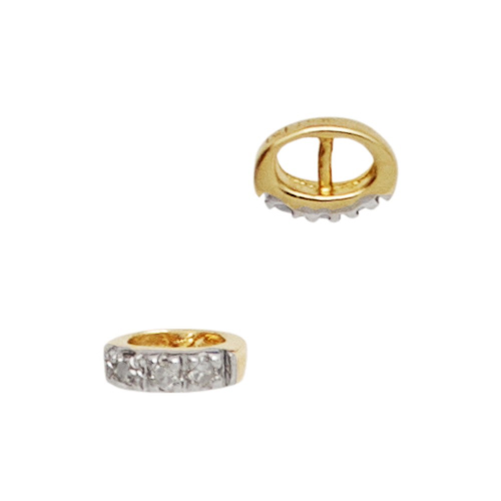 14K Gold Yellow Diamonds on Front Only Karat Gold Oval Single Row Pave Diamond Connectors