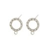 14K Gold White 14K Gold Pave Diamond Loop Stud Earring Pair with Jump Rings