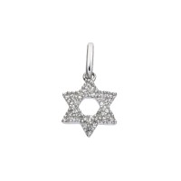 14K Gold White Hole in Center 10mm Diamond Jewish Star of David Charm