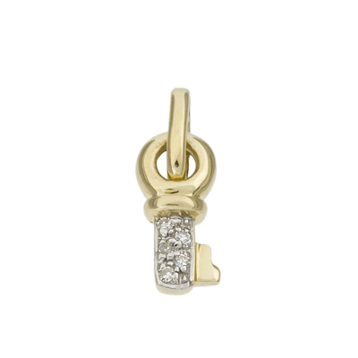 14K Gold Yellow 5x10mm Diamond Key Charm