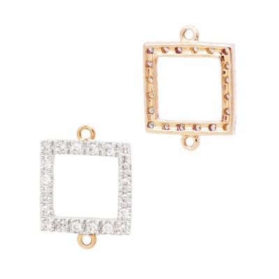 14K Gold Yellow 7mm Square Divider with Pave Diamonds