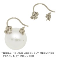 14K Gold White Hinge and Catch Component Set for Pearl Huggie Earrings