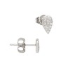 7x4mm 14K Gold White Pear Shaped Stud Earrings with Pave Diamonds