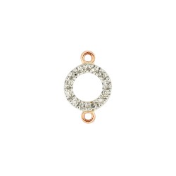 7mm Rose Diamonds on Front Only 14K Gold Pave Diamond 2 Ring Circle Loop Connector, Double Sided Diamonds