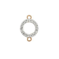 8mm Rose Diamonds on Both Sides 14K Gold Pave Diamond 2 Ring Circle Loop Connector, Double Sided Diamonds
