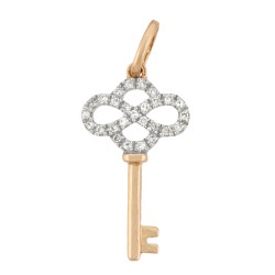 14K Gold Rose 22mm Diamond Infinity Key Charm