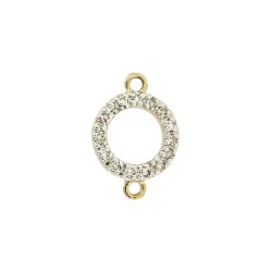 8mm Yellow Diamonds on Front Only 14K Gold Pave Diamond 2 Ring Circle Loop Connector, Double Sided Diamonds