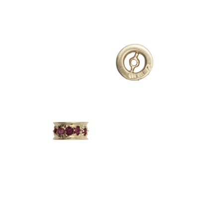 6mm Yellow 14K Gold Pave Ruby Roundel Bead