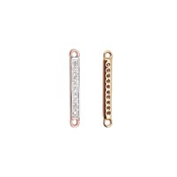 15x2mm Rose Diamonds on Front Only 14K Gold Pave Diamond Straight Bar Connector