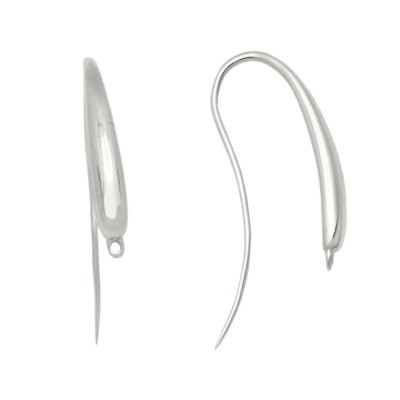 18K Gold Yellow Long Rounded Earwire Pair