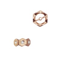 Rose 14K Gold 7.5mm Thick Single Row Hexagon Roundel with Diamond Accents