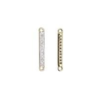 15x2mm Yellow Diamonds on Front Only 14K Gold Pave Diamond Straight Bar Connector