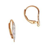 14K Gold Standard Shape With Diamond Accents in Pave Setting Leverback Earring