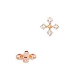 18K Gold Rose Diamonds on Front Only Diamond Coptic Cross Divider/Spacer with Two Holes