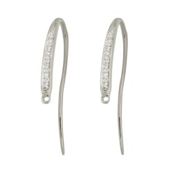 14K Gold White 6 Per Side Earwire Pair with Single Row Pave Diamonds and Jump Ring