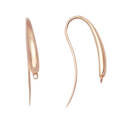 14K Gold Rose Long Rounded Earwire Pair
