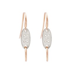 14K Gold Rose Earwire Pair with Diamond Oval Disc