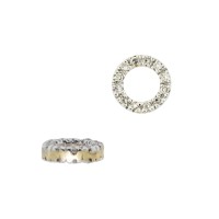 7.0mm Yellow 14K Gold and Diamond Jump Ring Circle Connector, Double Sided Diamonds