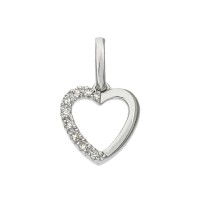 14K Gold White 10mm Diamond Heart Outline Charm, Half Diamonds and Half Gold