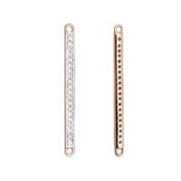 25x2mm Rose Diamonds on Front Only 14K Gold Pave Diamond Straight Bar Connector