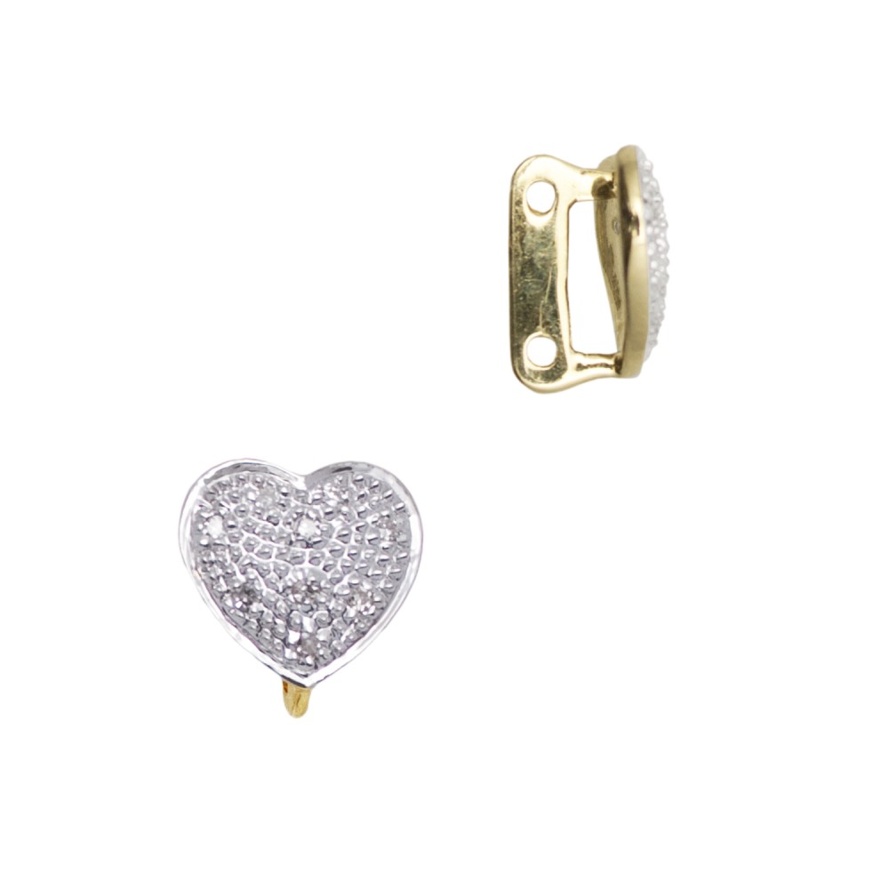 14K Gold Yellow 9mm Heart Divider for Two Row Necklaces and Bracelets