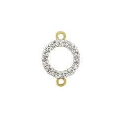 8mm Yellow Diamonds on Both Sides 14K Gold Pave Diamond 2 Ring Circle Loop Connector, Double Sided Diamonds
