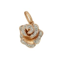 14K Gold 11mm Diamond Rose Charm
