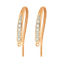 14K Gold Rose 5 Per Side Earwire Pair with Single Row Pave Diamonds and Jump Ring