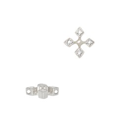 18K Gold White Diamonds on Both Sides Diamond Coptic Cross Divider/Spacer with Two Holes