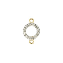 7mm Yellow Diamonds on Both Sides 14K Gold Pave Diamond 2 Ring Circle Loop Connector, Double Sided Diamonds