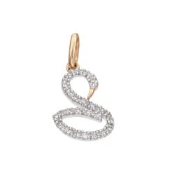 14K Gold Rose 15mm Diamond Swan Charm