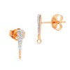 2x11mm 14K Gold Rose Diamond Triangle Earring Pair with Ring