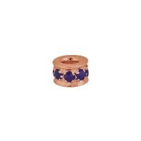 5.0mm Rose 14K Gold Pave Blue Sapphire Roundel Bead