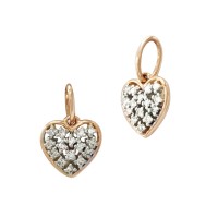 14K Gold Rose 7mm Diamond Heart Charm
