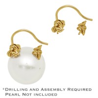 14K Gold Yellow Hinge and Catch Component Set for Pearl Huggie Earrings