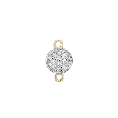 14K Gold Yellow 8mm Diamond Circle Disc Connector with 2 Rings