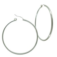 Round Tube Sterling Silver 2.0mm Thick Round Click Hoop Earring