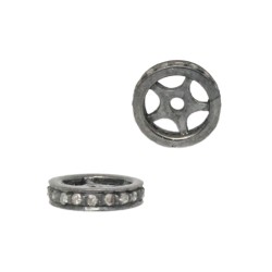 10mm Oxidized Sterling Silver Single Row Pave Champagne Diamond Roundel