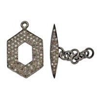 21mm Oxidized Sterling Silver Toggle,0.91Cts of Diamond