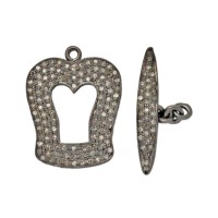 21mm Oxidized Sterling Silver Toggle,1.1Cts of Diamond