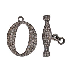 20mm Oxidized Sterling Silver Toggle,0.98Cts of Diamond