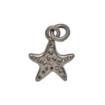 13mm Oxidized Sterling Silver Pave Diamond Starfish Pendant